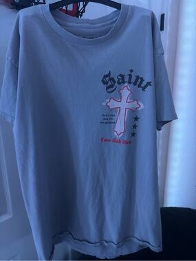 Saint Graphic Cross Tee in Light Blue